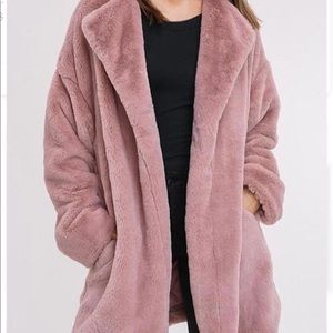 Onetheland dusty rose faux fur jacket